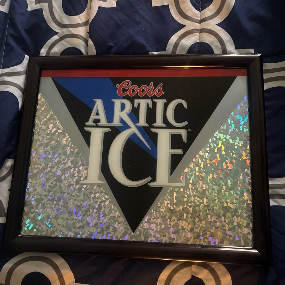 1990s Coors Artic Ice Beer Bar Sign Reflective Multicolored